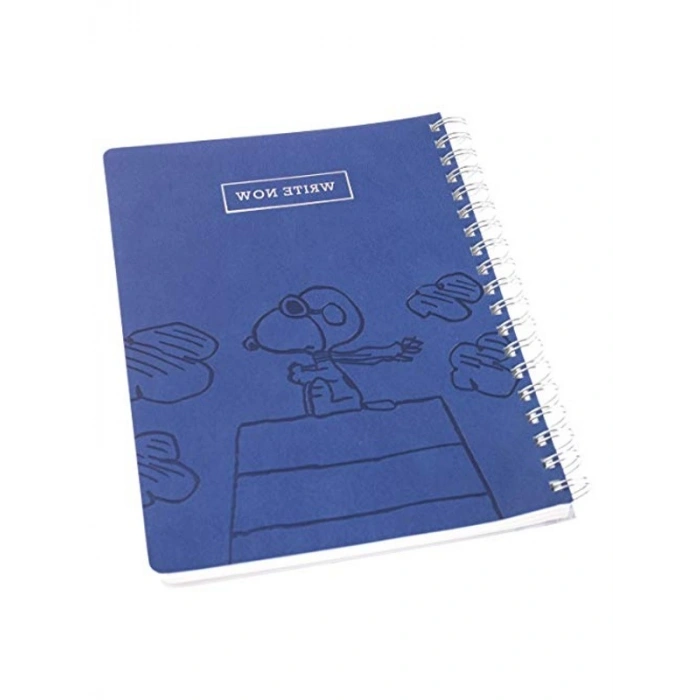 Snoopy Tasarımlı Vegan Deri Spiral Günlük, 192 Sayfa