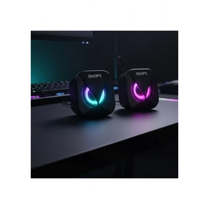 Snopy SN-83U 2.0 Mini LED Işıklı 2WX2CH Siyah USB Gaming Speaker Hoparlör