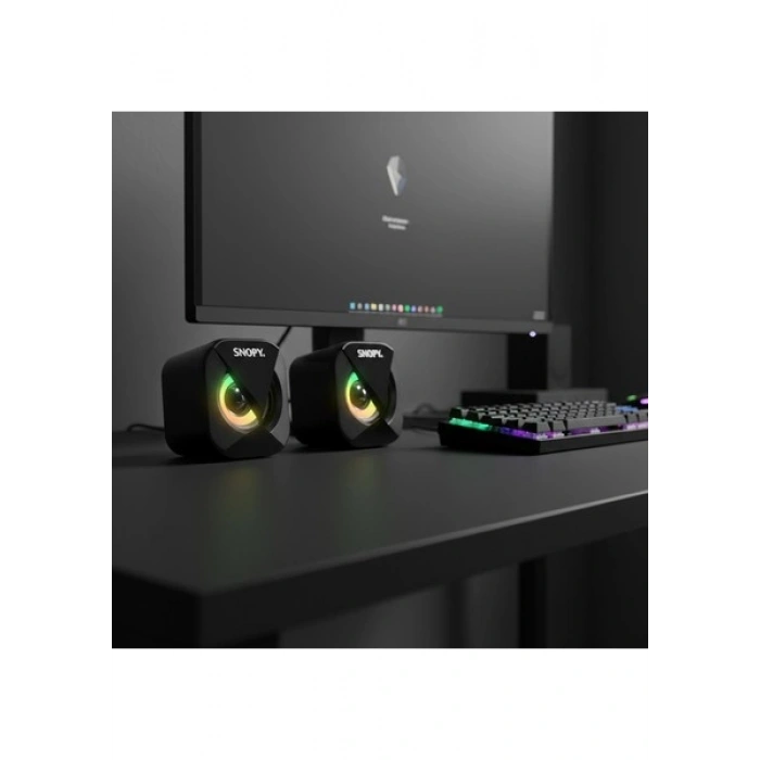 Snopy SN-83U 2.0 Mini LED Işıklı 2WX2CH Siyah USB Gaming Speaker Hoparlör