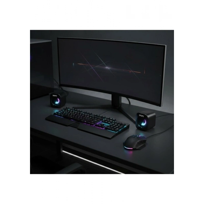Snopy SN-83U 2.0 Mini LED Işıklı 2WX2CH Siyah USB Gaming Speaker Hoparlör