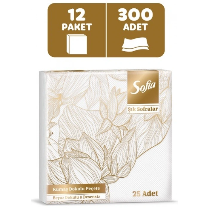 Sofia Kumaş Dokulu Peçete 25li 12 Paket