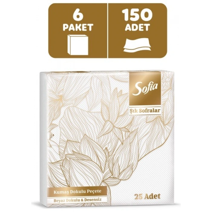 Sofia Kumaş Dokulu Peçete 25li 6 Paket
