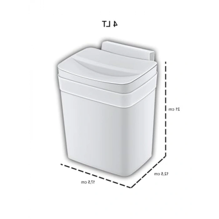 Soft Askılı Çöp Kutusu | 4 LT Kapasite, Beyaz