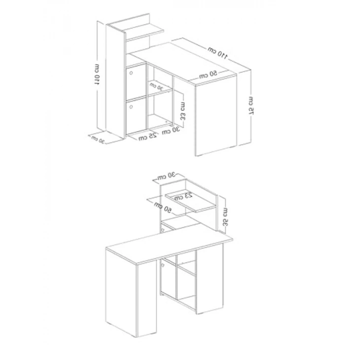 Sol Yönlü Kitaplıklı Dolaplı L Çalışma Masası