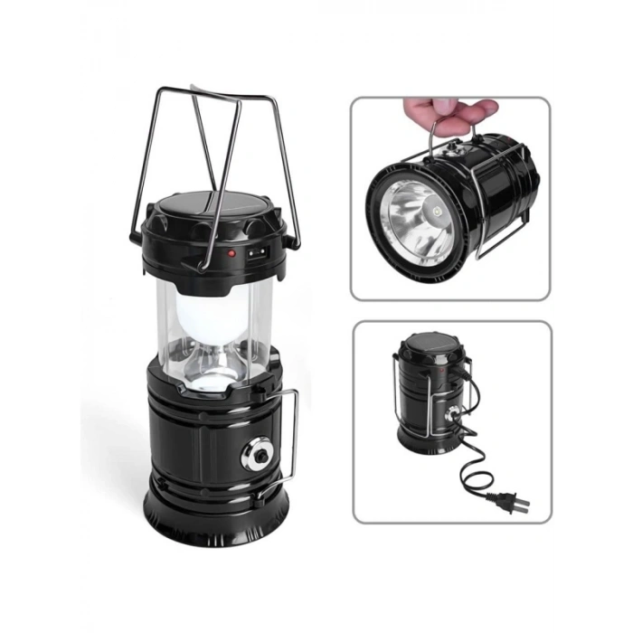 Solar Kamp Lambası, USB ile Şarj Edilebilir, Taşınabilir El Feneri