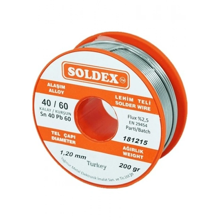 Soldex 40-60 Lehim Teli 200 gr 1.2 Mm- Sn:40 / Pb:60