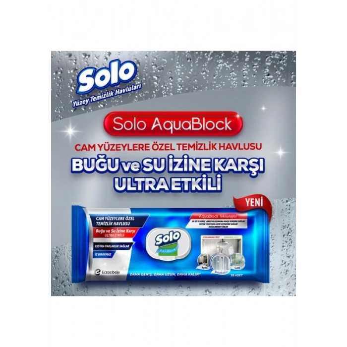 Solo Aquablock Cam Yüzeylere Özel Temizlik Havlusu 30 Yaprak