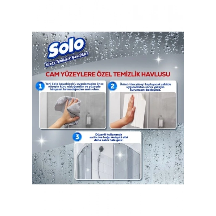 Solo Aquablock Cam Yüzeylere Özel Temizlik Havlusu 30 Yaprak