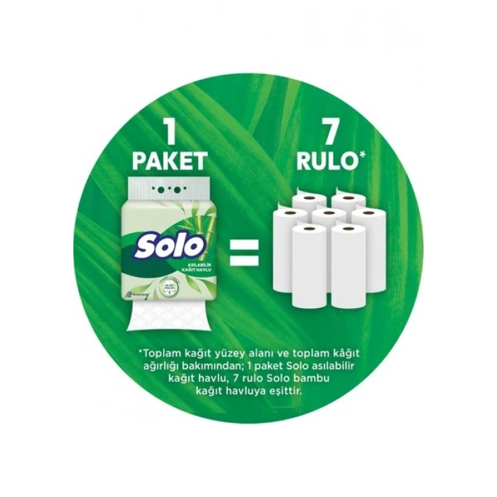 Solo Asılabilir Kağıt Havlu 1 Paket = 7 Rulo Hijyenik ve Pratik Kullanım İçin Uygun