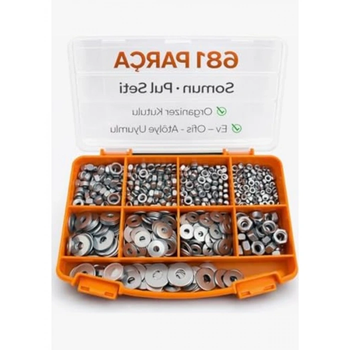 Somun ve Pul Seti, 681 Parça, Organizer Kutulu