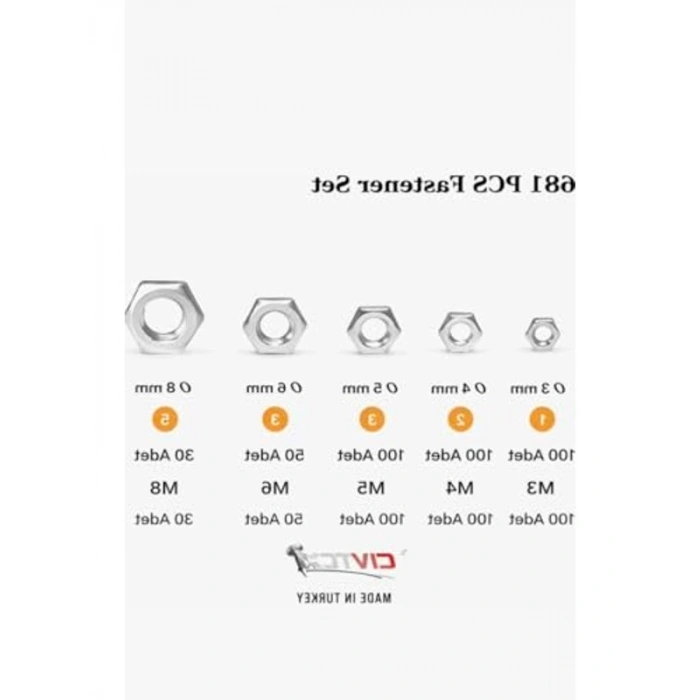 Somun ve Pul Seti, 681 Parça, Organizer Kutulu