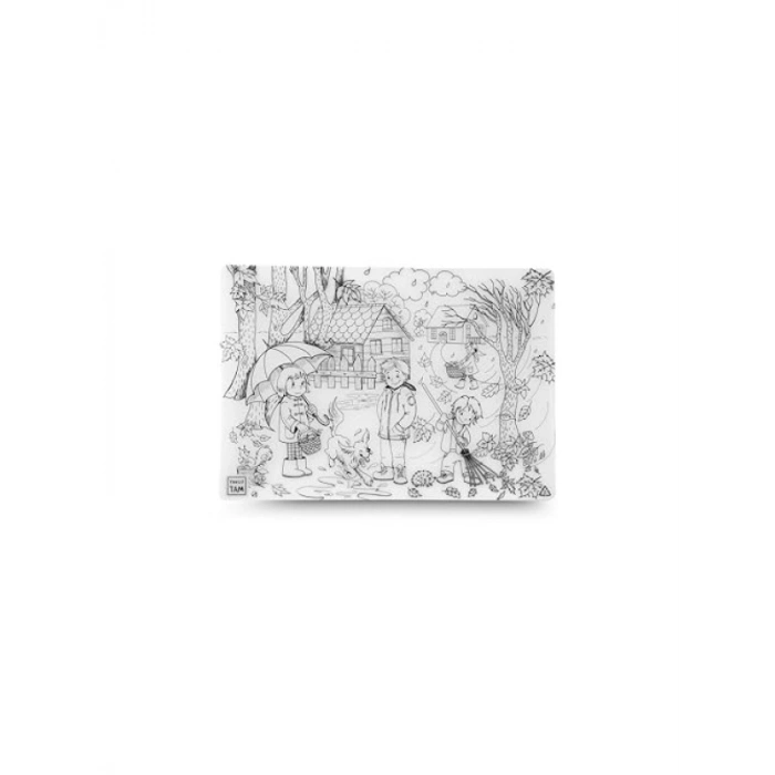 Sonbahar Temalı Keçeli Kalem Boyama Matı (%95 Geri Dönüşümlü)