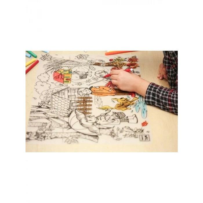 Sonbahar Temalı Keçeli Kalem Boyama Matı (%95 Geri Dönüşümlü)