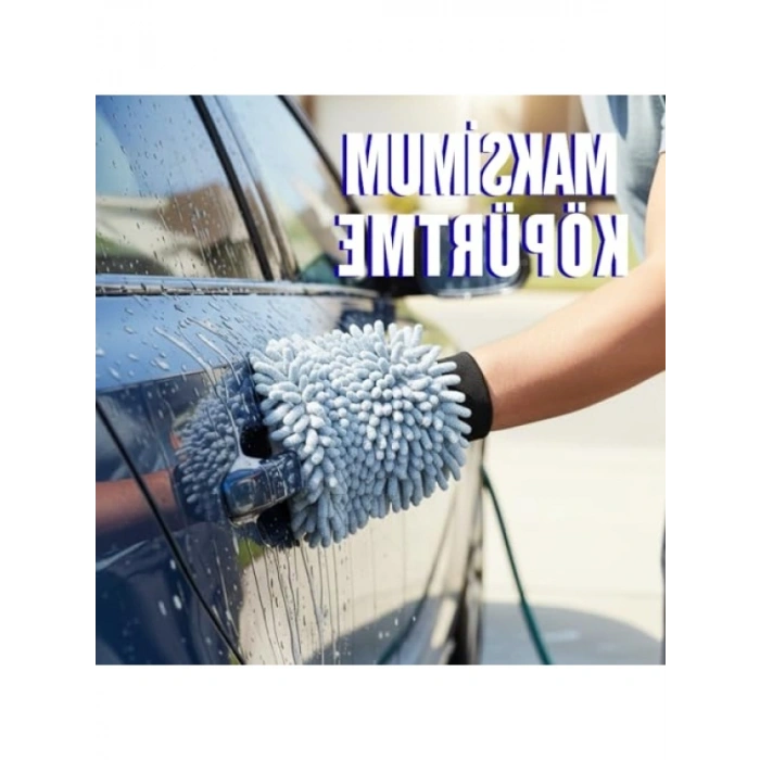 Şönil Mikrofiber Oto Yıkama Eldiveni - Çift Taraflı, Ultra Emici