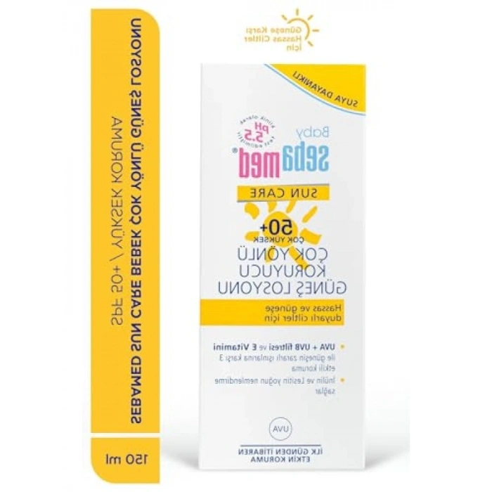 SPF 50+ UVA-UVB Filtreli Çocuk Güneş Losyonu, E Vitamini Etkili, 150 ml