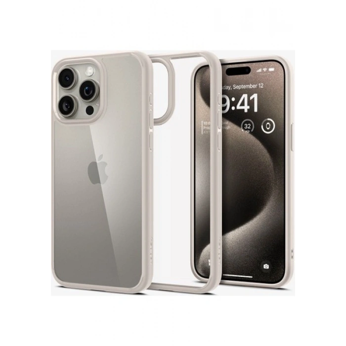 Spigen Apple iPhone 15 Pro ile Uyumlu Kılıf Ultra Hybrid Natural Titanium - ACS07214
