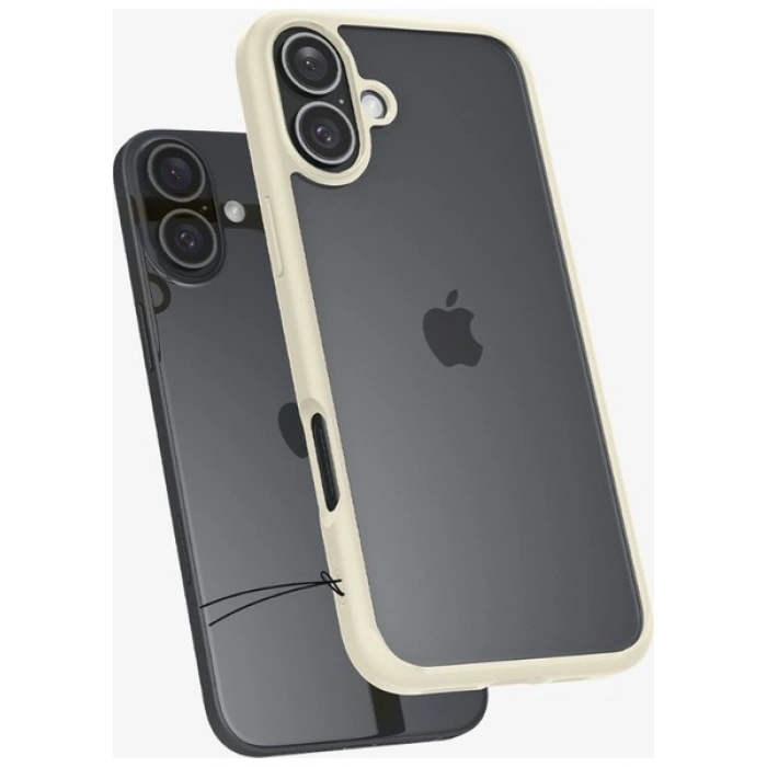 Spigen Apple iPhone 16 Plus ile Uyumlu ince Kılıf Ultra Hybrid Sararmaya Dayanıklı DuraClear™ Hava Kanalı Teknolojisi™ Askeri Sınıf Koruma Mute Beige Şeffaf Kapak - ACS08073