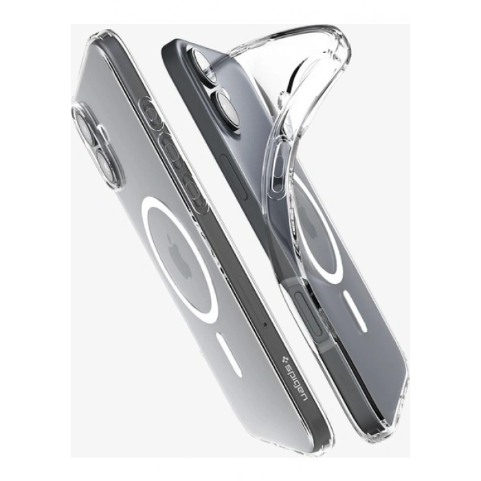 Spigen Apple iPhone 16 Plus ile Uyumlu ince MagSafe Kılıf Crystal Flex Sararmaya Dayanıklı DuraClear™ Hava Kanalı Teknolojisi™ Askeri Sınıf Koruma MagFit Crystal Clear Şeffaf Kapak - ACS08392