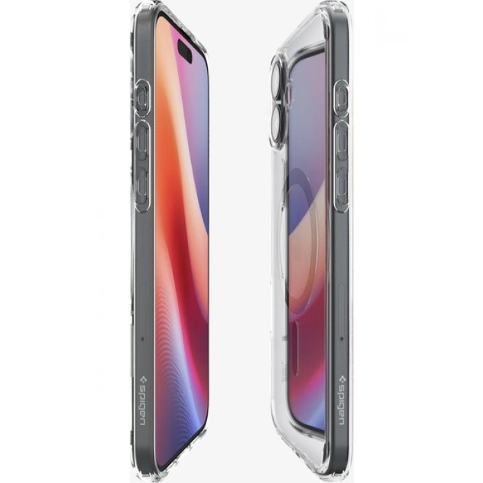Spigen Apple iPhone 16 Plus ile Uyumlu ince MagSafe Kılıf Ultra Hybrid Sararmaya Dayanıklı DuraClear™ Hava Kanalı Teknolojisi™ Askeri Sınıf Koruma MagFit Black Şeffaf Kapak - ACS08076