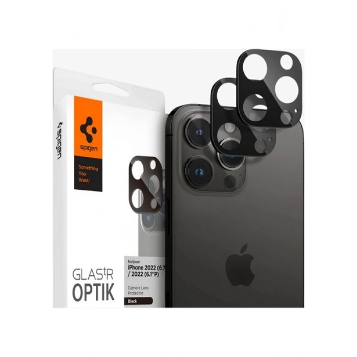 Spigen Apple iPhone 16 Pro Max / 16 Pro / 15 Pro Max / 15 Pro / 14 Pro Max / 14 Pro ile Uyumlu Kamera Lens Camı Koruyucu GLAS.tR Optik (2 Adet) Black - AGL05273
