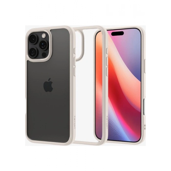 Spigen Apple iPhone 16 Pro Max ile Uyumlu ince Kılıf Ultra Hybrid Sararmaya Dayanıklı DuraClear™ Hava Kanalı Teknolojisi™ Askeri Sınıf Koruma Natural Titanium Şeffaf Kapak - ACS08385