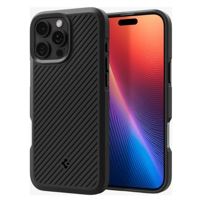 Spigen Apple iPhone 16 Pro Max ile Uyumlu Kılıf Core Armor Hava Kanalı Teknolojisi™ Askeri Sınıf Koruma Matte Black Dokulu Yüzey Kapak - ACS08023