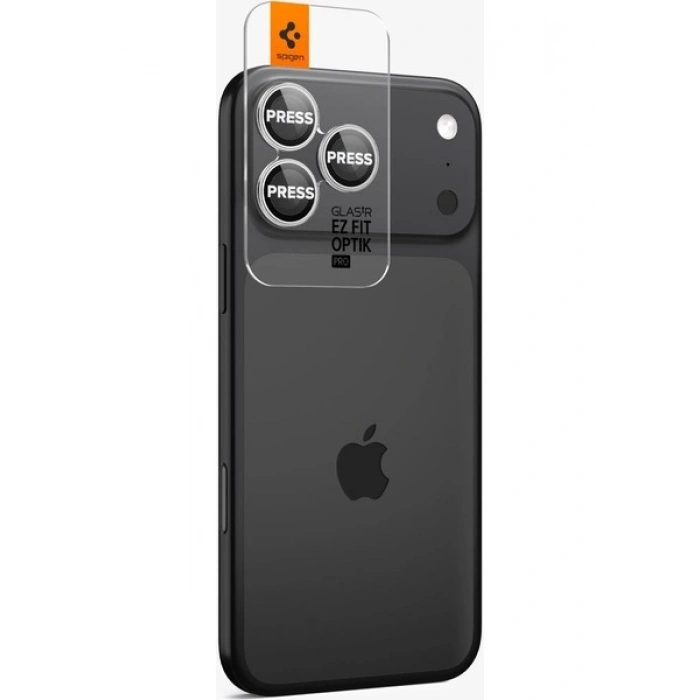 Spigen Apple iPhone 17 Pro Max / 17 Pro / 16 Pro Max / 16 Pro / 15 Pro Max / 15 Pro / 14 Pro Max ile Uyumlu Kamera Lens Camı Koruyucu Kolay Kurulum GLAS.tR EZ Fit Optik Pro (2 Adet) Silver AGL10124