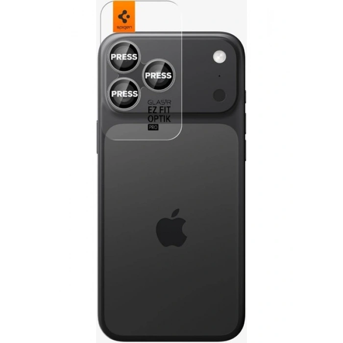 Spigen Apple iPhone 17 Pro Max / 17 Pro / 16 Pro Max / 16 Pro / 15 Pro Max / 15 Pro / 14 Pro Max ile Uyumlu Kamera Lens Camı Koruyucu Kolay Kurulum GLAS.tR EZ Fit Optik Pro (2 Adet) Gray - AGL10125