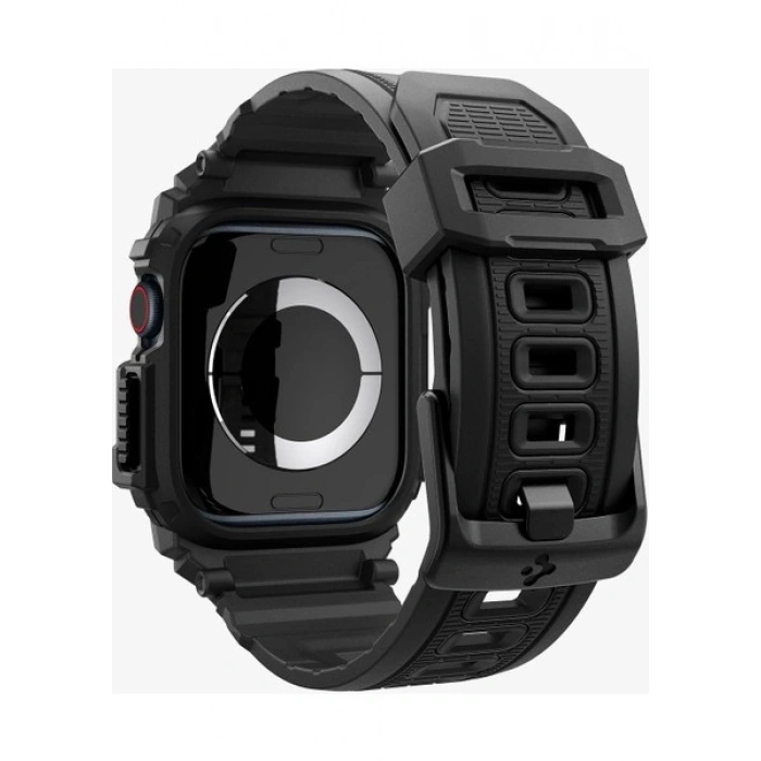 Spigen Apple Watch 46mm Seri 11/10 ile Uyumlu Kılıf & Kordon Kayış Rugged Armor Pro Matte Black - ACS08604