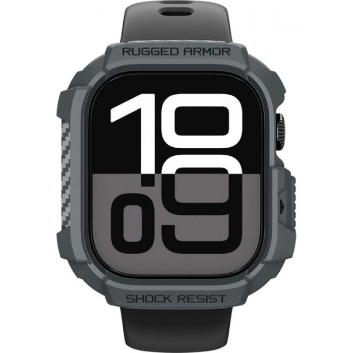 Spigen Apple Watch 46mm Seri 11/10 ile Uyumlu Kılıf Rugged Armor 2 Matte Black - ACS10499