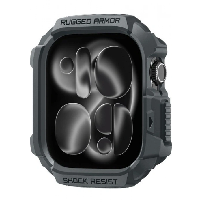 Spigen Apple Watch 46mm Seri 11/10 ile Uyumlu Kılıf Rugged Armor 2 Matte Black - ACS10499