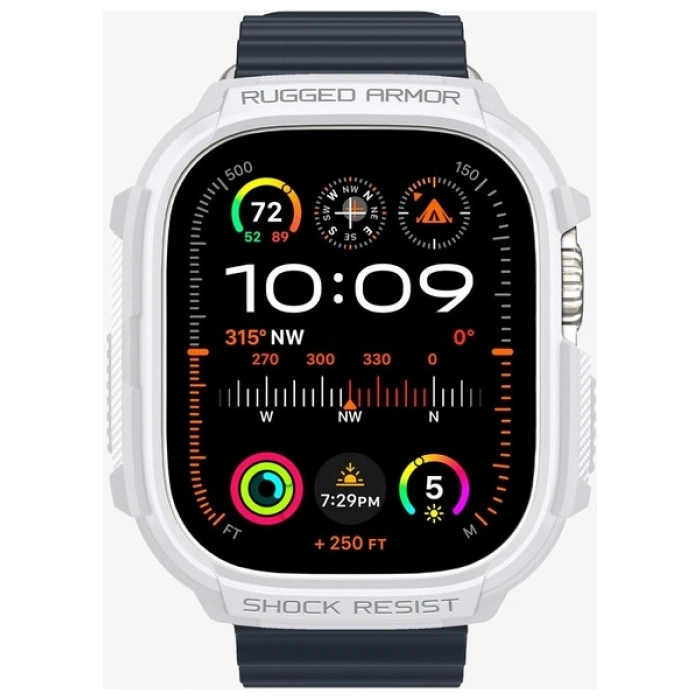 Spigen Apple Watch 49mm (Ultra 2/1) Kılıf Rugged Armor White - ACS07384