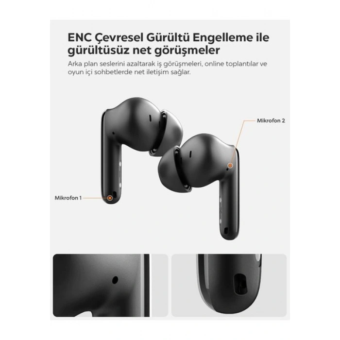 Spigen Audio TWS S10 Bluetooth Kablosuz Kulaklık - ANC Aktif Gürültü Engelleme + ENC 6 Mikrofon - 10mm Sürücü - 30 Saat Pil - iOS & Android EQ App Şeffaf & Gaming Mod iPX4 Beyaz - ASD07962