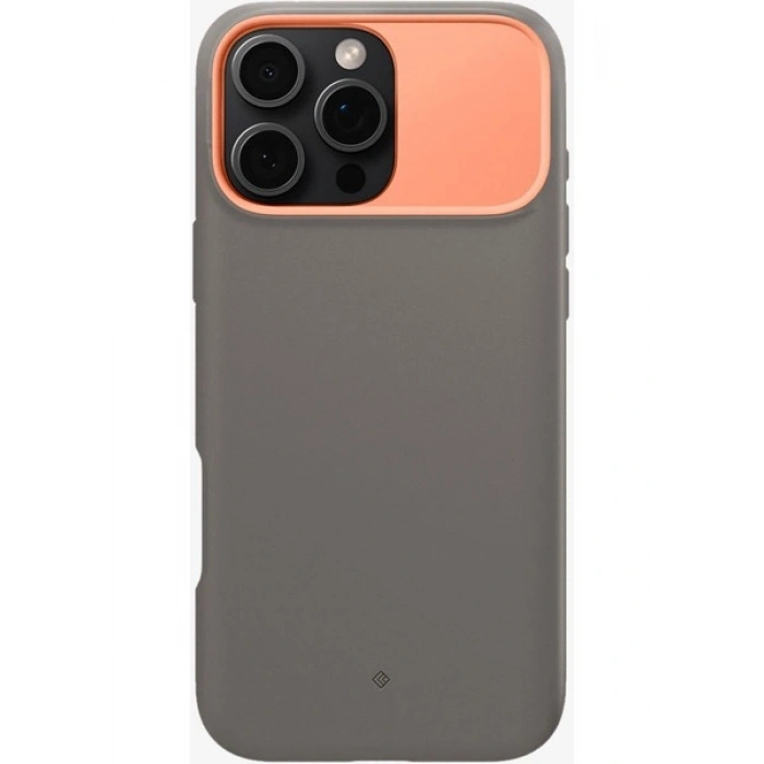 Spigen Caseology Apple iPhone 16 Pro Max ile Uyumlu Silikon MagSafe Kılıf Nano Pop Mag Standlı Hava Kanalı Teknolojisi™ Askeri Sınıf Koruma Papaya Gray Kaymaz Kapak - ACS08303