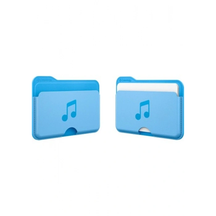 Spigen Caseology Apple iPhone için MagSafe özellikli 3 Kartlı Manyetik Cüzdan Folder Pop Wallet Sky Blue Music - AFA07498