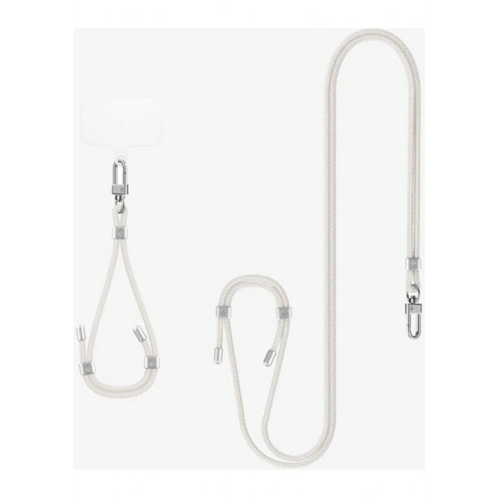 Spigen Cross Body Strap v2 Set Boyun Askı ipi + Wrist Strap El Askı ipi + ConTag Tutucu Aparat (Tüm Cihazlarla Uyumlu) Pearl White - AFA08365