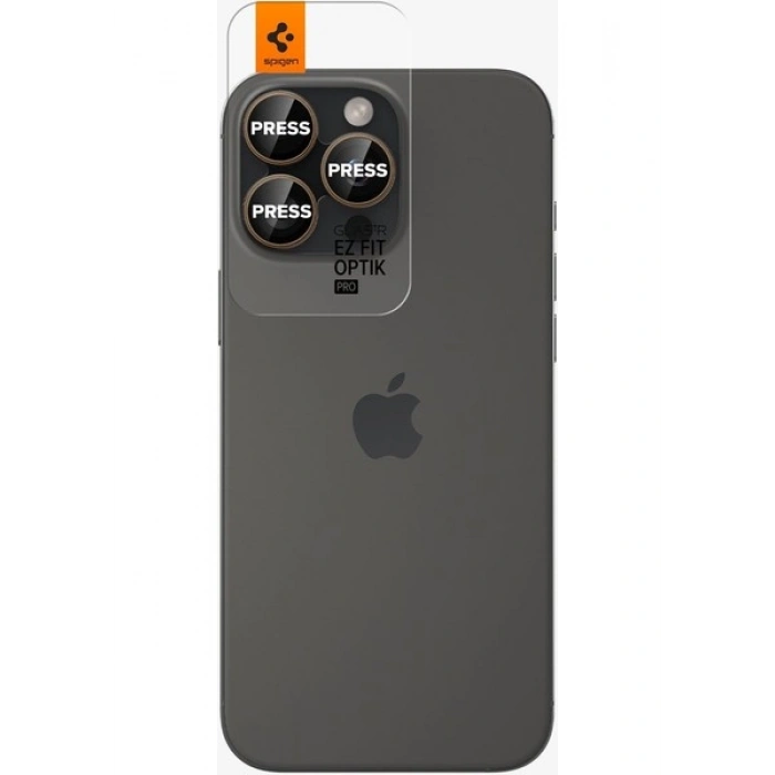 Spigen iPhone 17 Pro Max / 17 Pro / 16 Pro Max / 16 Pro / 15 Pro Max / 15 Pro / 14 Pro Max / 14 Pro ile Uyumlu Kamera Lens Camı Koruyucu Kolay Kurulum GLAS.tR EZ Fit Optik Pro 2 Adet Desert AGL08862