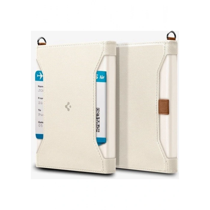 Spigen Passport Holder RFID Korumalı Seyahat Çantası Pasaport Cüzdan Dune Beige - AFA08348