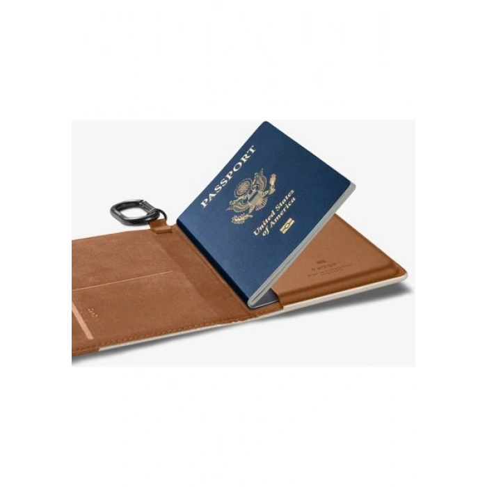 Spigen Passport Holder RFID Korumalı Seyahat Çantası Pasaport Cüzdan Dune Beige - AFA08348