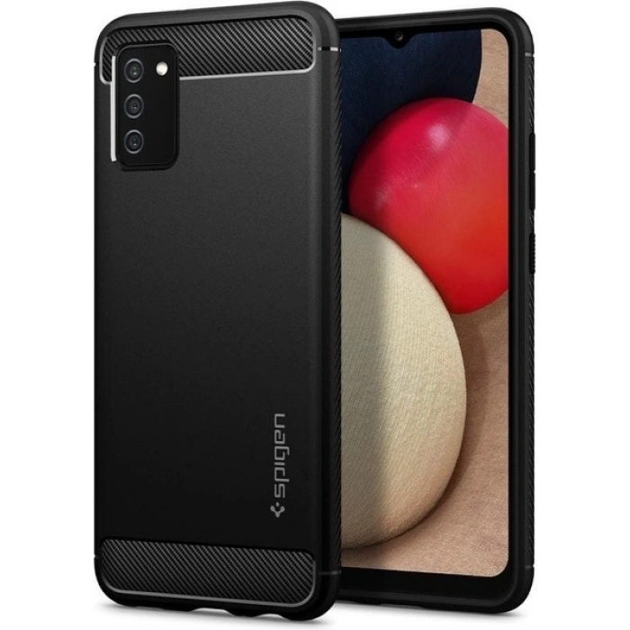 Spigen Samsung Galaxy F02s / M02s / A02s Kılıf Rugged Armor Matte Black - ACS03047