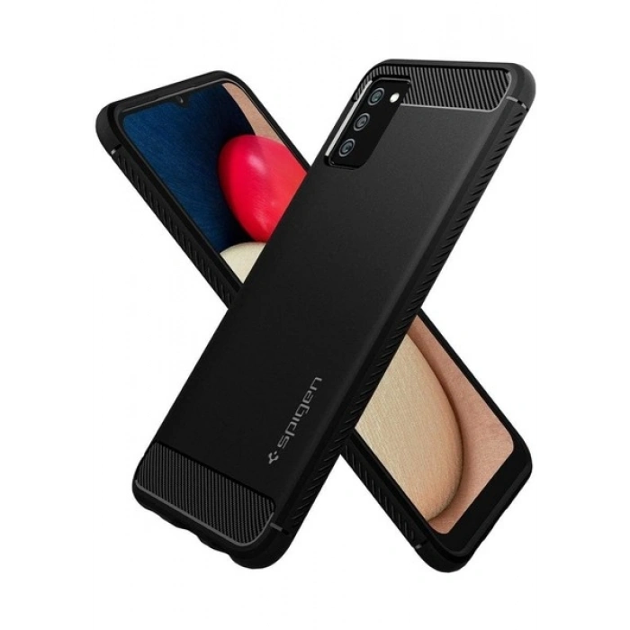 Spigen Samsung Galaxy F02s / M02s / A02s Kılıf Rugged Armor Matte Black - ACS03047