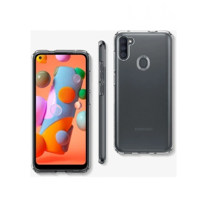 Spigen Samsung Galaxy M11 / A11 ile Uyumlu Kılıf Liquid Crystal 4 Tarafı Tam Koruma Crystal Clear - ACS00856