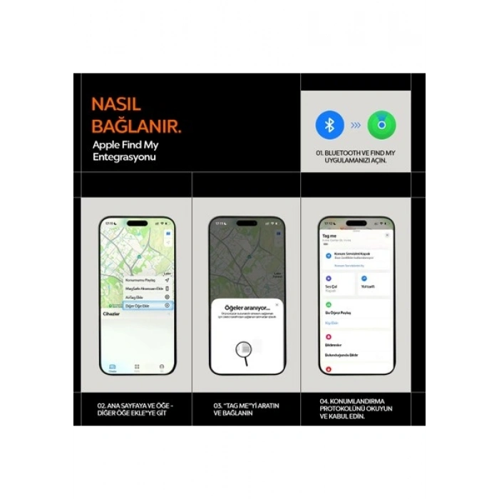 Spigen TagMe Tracker Apple iOS Uyumlu Akıllı GPS Takip Cihazı Bluetooth ile Kolay Kurulum (Değiştirilebilir Pil) Black - AHP07580