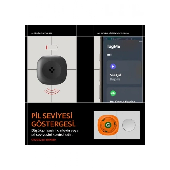 Spigen TagMe Tracker Apple iOS Uyumlu Akıllı GPS Takip Cihazı Bluetooth ile Kolay Kurulum (Değiştirilebilir Pil) Black - AHP07580