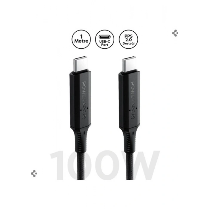 Spigen USB-C to USB-C 1 Metre E-Mark Çipli Örgü Kablo 100W Güç / PPS 2.0 Super Hızlı Şarj / Data Type-C Ekstra Dayanıklı ArcWire PB1800 Black - 000CB24746
