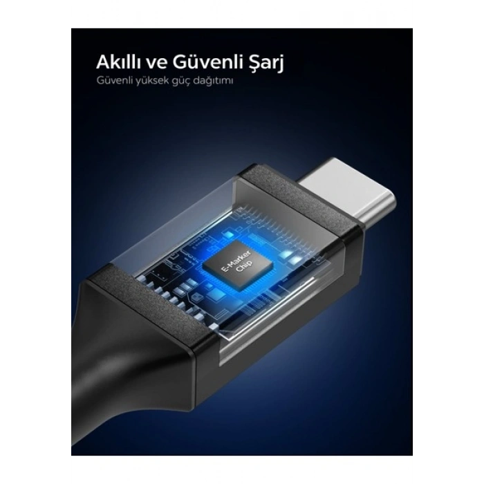 Spigen USB-C to USB-C 1.2 Metre Kablo 240W Güç / PPS 2.0 Desteği Super Hızlı Şarj / 40Gbps (E-Marker Çip) Data Aktarım Hızı / 8K Görüntü Aktarım / PD USB4 Gen3 Type-C Ekstra Dayanıklı Black - ACA09461