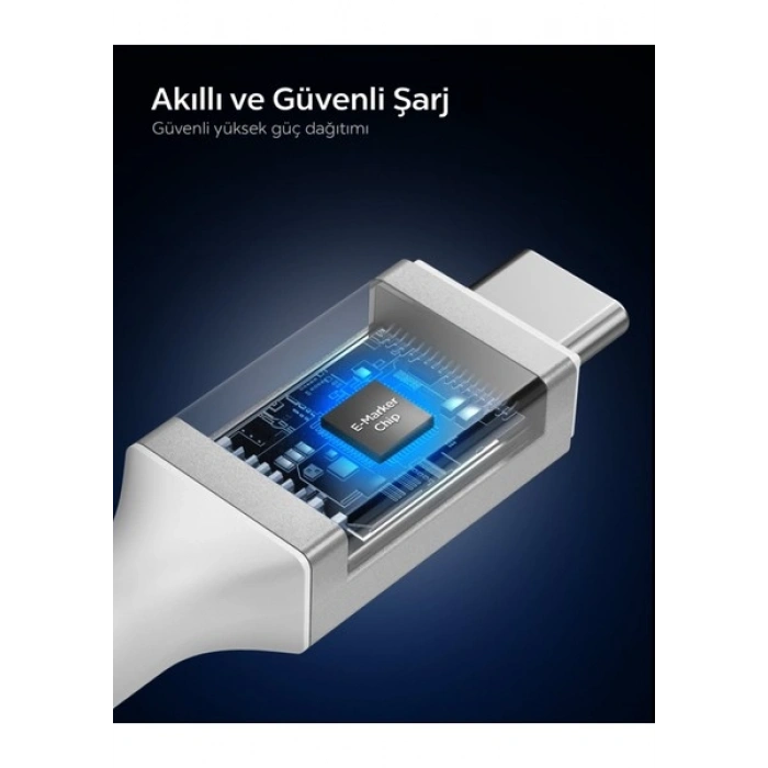Spigen USB-C to USB-C 1.2 Metre Kablo 240W Güç / PPS 2.0 Desteği Super Hızlı Şarj / 40Gbps (E-Marker Çip) Data Aktarım Hızı / 8K Görüntü Aktarım / PD USB4 Gen3 Type-C Ekstra Dayanıklı White - ACA08776
