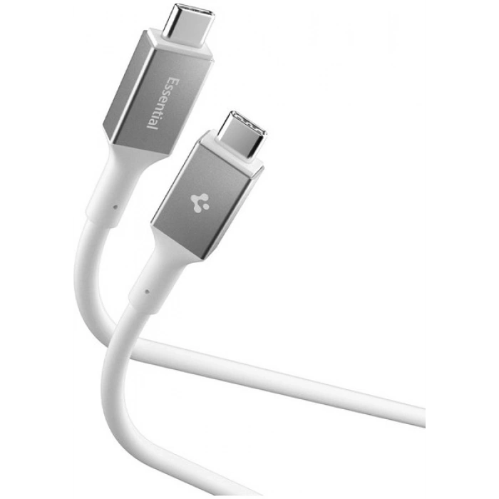 Spigen USB-C to USB-C 2 Metre Kablo 100W Güç / PPS 2.0 Desteği Super Hızlı Şarj / 5 Gbps (E-Marker Çip) Data Aktarım Hızı / PD USB 3.2 Type-C Ekstra Dayanıklı MFI Lisanslı White - ACA08775