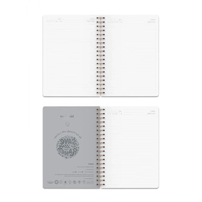 Spiralli Çizgili Gri Ofis Defteri