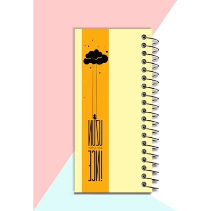 Spiralli Çizgisiz Not Defteri - Kalın Karton Kapak, 21x10 cm, 120 Sayfa